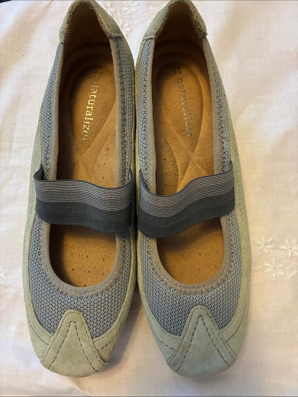 Naturalizer Gray Mesh Mary Jane Flats with Elastic Strap